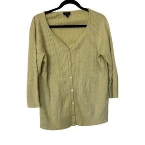 Talbots Light Green Cable Knit Button Front Cardigan Women’s XL